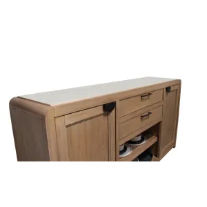 Escape Dining 54 Inch Round Table with Buffet Server and 4 Barrel Chairs