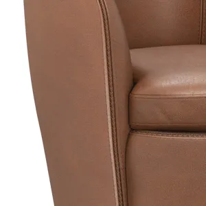 Barolo Vintage Whiskey 100% Italian Leather Swivel Club Chair Two Pack