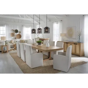 Escape Dining 84 Inch Rectangular Table with Console and 8 Caster Chairs