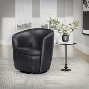 Barolo Vintage Onyx 100% Italian Leather Swivel Club Chair Two Pack