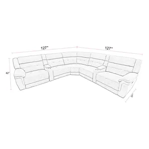 Richland Bristol Grey 7 Piece Modular Power Reclining Sectional with Power Adjustable Headrests