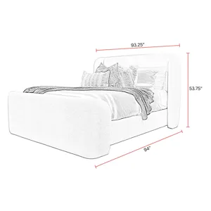 Shiloh White Mocha King Wingback Upholstered Bed