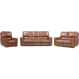 Rockford Verona Saddle Power Reclining Sofa Loveseat and Recliner