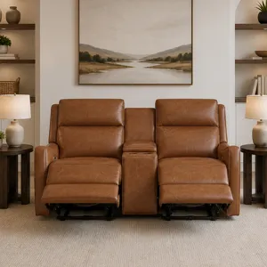 Channing Renaissance Cinnamon Power Zero Gravity Sofa and Tilt Console Loveseat