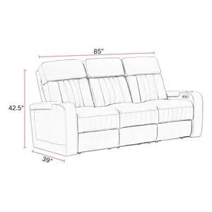 Equinox Mushroom Power Reclining Sofa with Drop Down Table