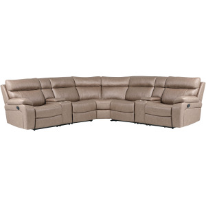 Theon Stokes Toffee 7 Piece Modular Manual Reclining Sectional and Entertainment Console