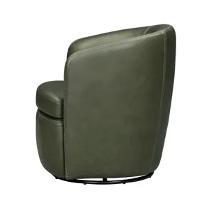 Barolo Lyric Sage 100% Italian Leather Swivel Club Chair Two Pack