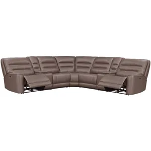 Lawson Sydney Brunette 7 Piece Modular Zero Gravity Power Reclining Sectional with Adjustable Headrests
