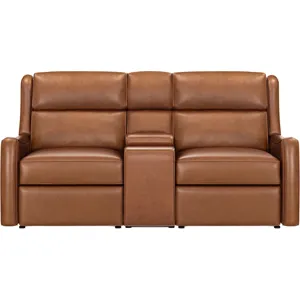 Channing Renaissance Cinnamon Power Zero Gravity Sofa and Tilt Console Loveseat