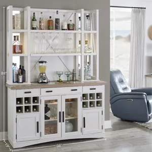 Americana Modern Dining 66 inch Buffet and Hutch with Quartz Insert