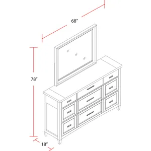 Americana Modern Bedroom 9 Drawer Dresser and Mirror