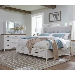 Americana Modern Bedroom King Shelter Bed with Dresser and Mirror