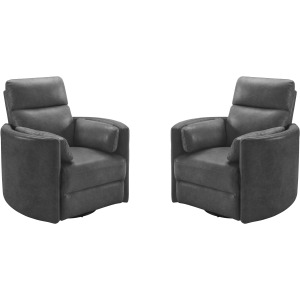 Radius Vintage Slate Swivel Power Glider Recliner Two Pack