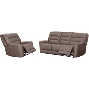Lawson Sydney Brunette Zero Gravity Power Reclining Sofa and Recliner