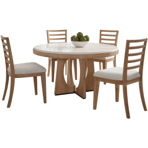 Escape Dining 54 Inch Round Table with 4 Ladderback Chairs