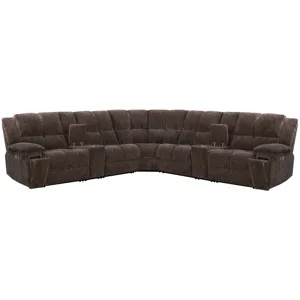 Bronco Plush Umber 7 Piece Modular Zero Gravity Power Reclining Sectional with Power Adjustable Headrests