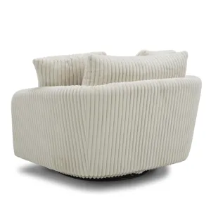 Boomer Mega Ivory Large Swivel Chair with 2 Toss Pillows Two Pack