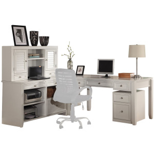 Boca L Shape Desk with File Credenza and Hutch