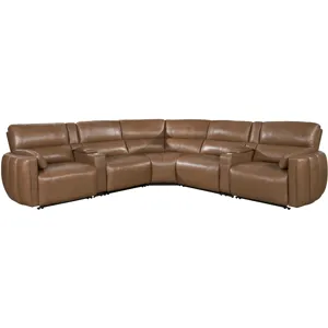 Modesto Sable 7 Piece Modular Power Reclining Sectional with Power Adjustable Headrests