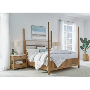 Escape Bedroom King Poster Bed with 2 Nightstands