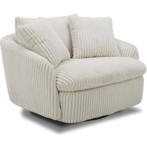 Boomer Mega Ivory Large Swivel Chair with 2 Toss Pillows