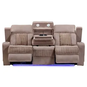 Equinox Mushroom Power Reclining Sofa with Drop Down Table