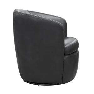 Barolo Vintage Slate 100% Italian Leather Swivel Club Chair Two Pack
