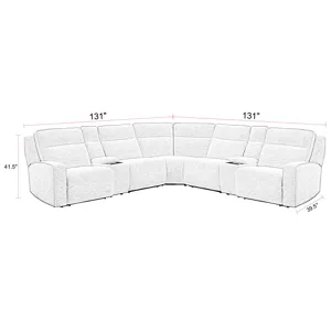 Lancaster Fluffy River Rock 7 Piece Zero Gravity Power Reclining Sectional with Power Adjustable Hea