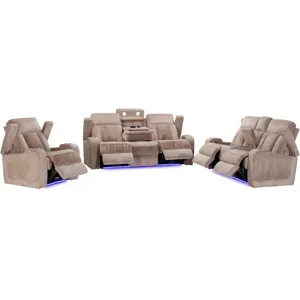 Equinox Mushroom Power Reclining Sofa Loveseat and Recliner