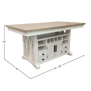 Americana Modern Dining 72 inch Island Counter Height Extendable Dining Table