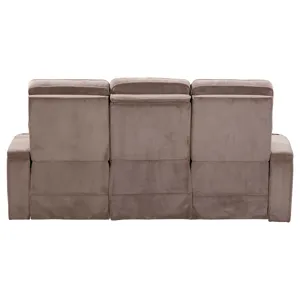 Equinox Mushroom Power Reclining Sofa with Drop Down Table