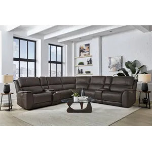 Easton Steamboat Brown 7 Piece Zero Gravity Power Reclining Sectional with Power Adjustable Headrest