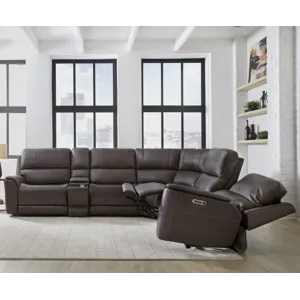 Easton Steamboat Brown 6 Piece Zero Gravity Power Reclining Sectional with Power Adjustable Headrest