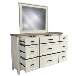 Americana Modern Bedroom King Platform Bed 2 Nightstands and Dresser with Mirror