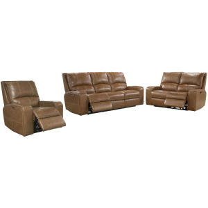 Swift Bourbon Power Reclining Sofa Loveseat and Recliner