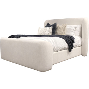 Shiloh White Mocha Queen Wingback Upholstered Bed
