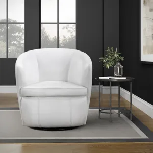 Barolo Snow 100% Italian Leather Swivel Club Chair Two Pack