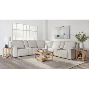 Lancaster Fluffy River Rock 7 Piece Zero Gravity Power Reclining Sectional with Power Adjustable Hea