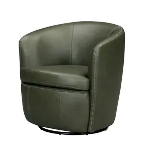 Barolo Lyric Sage 100% Italian Leather Swivel Club Chair Two Pack