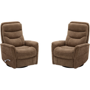 Gemini Snazzy Shiitake Manual Swivel Glider Recliner Two Pack