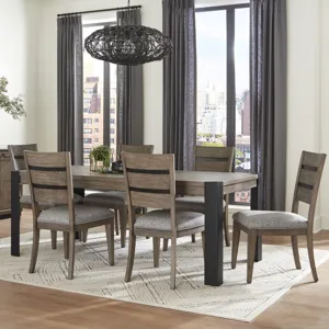 Cedar Fork Dining 78 inch Rectangular Dining Table with 6 ladderback chairs