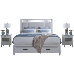 Americana Modern Bedroom King Shelter Bed with 2 Nightstands
