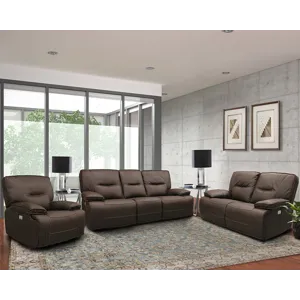 Spartacus Chocolate Power Reclining Sofa Loveseat and Recliner