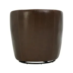 Barolo Vintage Brown 100% Italian Leather Swivel Club Chair Two Pack