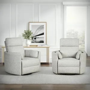 Radius Natural Beauty Quartz Power Swivel Glider Recliner Two Pack