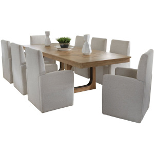Escape Dining 84 Inch Rectangular Table with 8 Caster Chairs