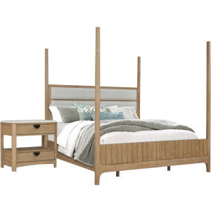 Escape Bedroom Queen Poster Bed and Nightstand