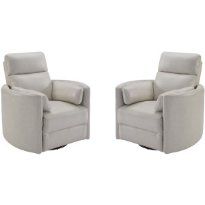 Radius Florence Ivory - Powered By Freemotion Cordless Power Swivel Glider Recliner Two Pack