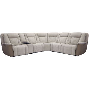 Ian Luxe Mocha 6 Piece Modular Zero Gravity Power Reclining Sectional with Beverage Chiller Console