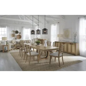 Escape Dining 84 Inch Rectangular Extendable Table with Console and 8 Ladderback Chairs